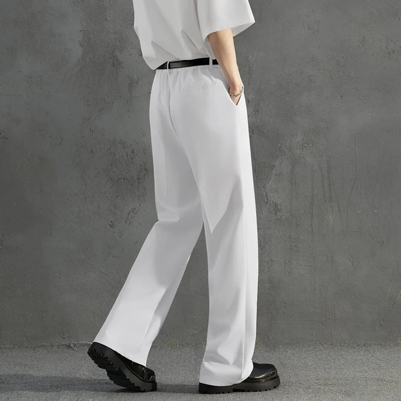 White Luxury Draped Suit Pants Men Fashion Dress Pants Korean Loose Straight Casual Pants Mens Office Formal Trousers Male S-3XL