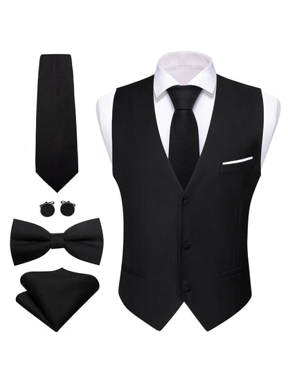 Men's 5-Piece Suit Set Vest/ tie/ bow tie/pocket handkerchief/cufflinks Complete set of formal and wedding accessories  Business