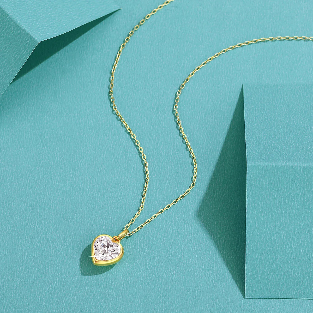 Simple Heart Cut Moissanite Pendant Necklace 14K Gold Women Eternity Love Anniversary Jewelry Wedding Gift 1/2 Carat