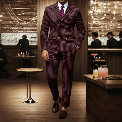 Men's Suit Sets Men's Striped Suits Dress Pants for Business Dinners and Weddings