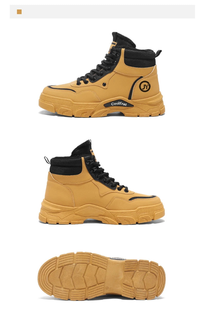 Mens Boots Casual Shoes Winter Platform Leather Designer Luxury Chelsea Cowboy Outdoor Work Safety Ankle Sneakers 2025