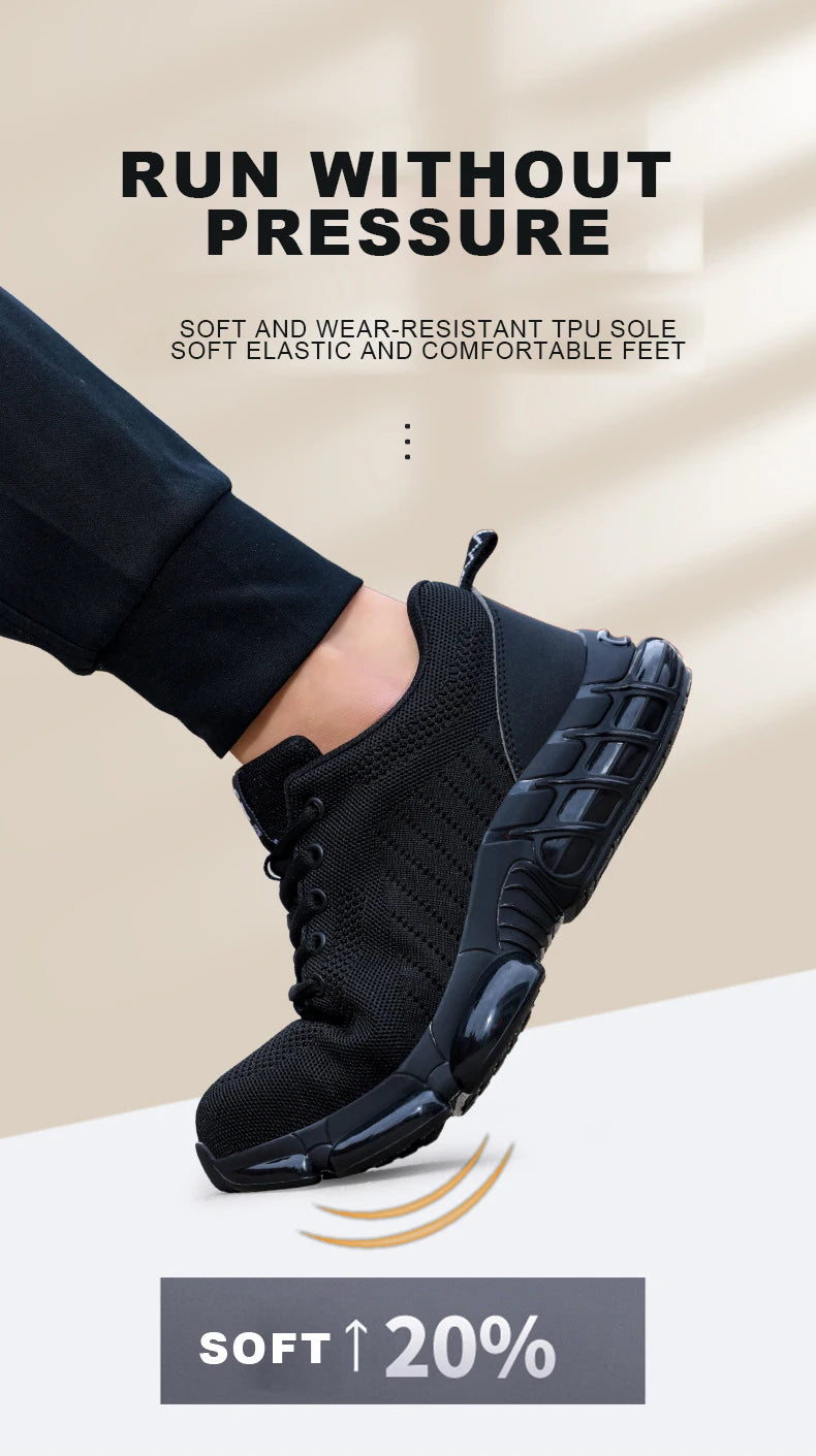 Steel Toe Shoes for Men Lightweight Work Shoes Air Cushioned Sneakers Indestructible Construction Industrial Work Safety Sneaker