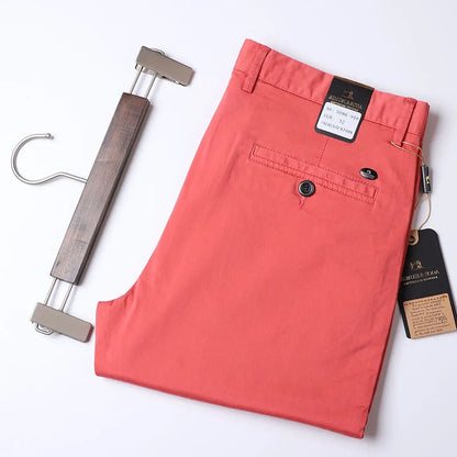 Thin Summer Solid Color Suit Pants Men Straight Korea Style Clothes Red Business Trousers Men  Dress Office 2021