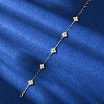 3mm Four Leaf Clover Moissanite Bracelet Necklace for Women D VVS 925 Sterling Silver Lab Diamond Hand Neck Chain Jewelry