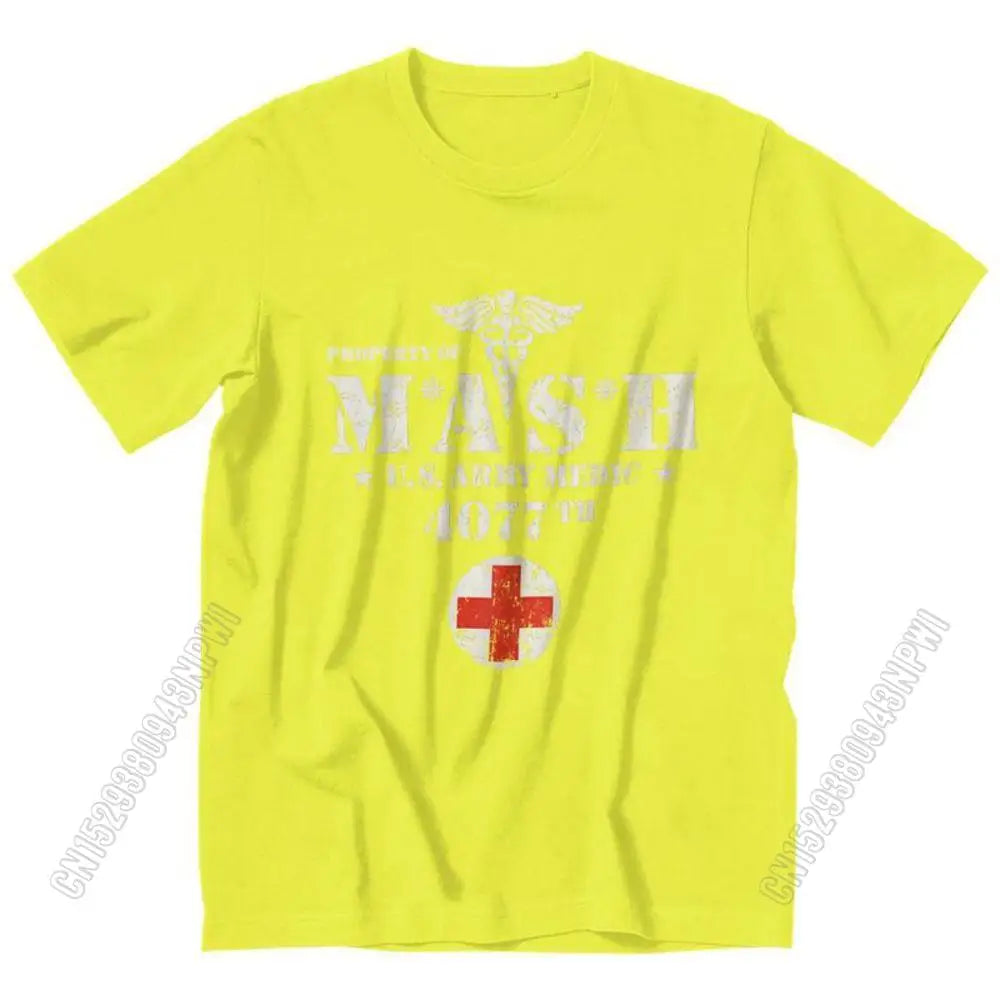 Vintage Mash Tv Show Men T Shirt 100% Cotton Tee Tshirts Summer T-Shirt Gift Women Unisex Clothes Novelty Design