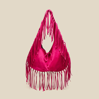 Vintage Suede Hobos Women Shoulder Bags Bohemian Tassel Handbags Large Capacity Tote Bag Autumn and Winter Big Shopper Purses