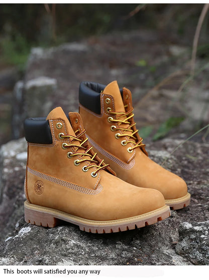 New Work Boots Men's Original Comfy Shoes Outdoor Hiking Leather Casual Shoes For Men Basic Boots Waterproof Yellow Boots