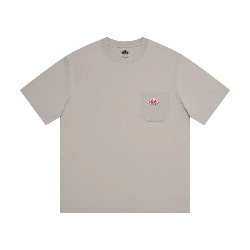 2025 Summer Men Women's Pure Cotton Embroidery T-Shirt Short Sleeve Tees Simple Solid Pocket Fashion Brand Casual Tops