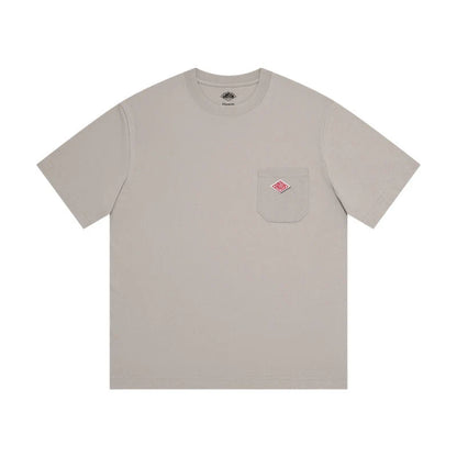 2025 Summer Men Women's Pure Cotton Embroidery T-Shirt Short Sleeve Tees Simple Solid Pocket Fashion Brand Casual Tops
