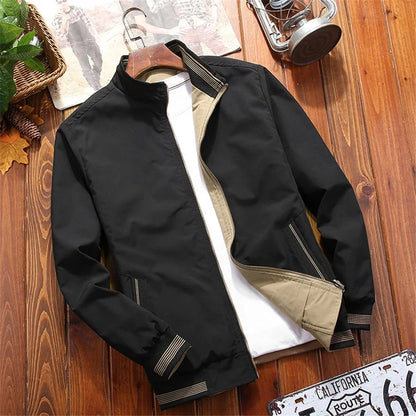 Varsity Jacket Men Windbreaker Double-sided Wear Jackets Men Baseball Jacket Hip Hop Streetwear Coat Solid Color