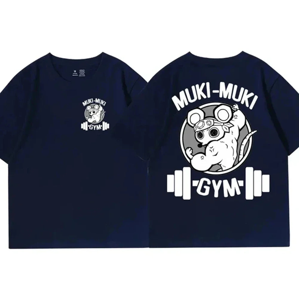 Anime Demon Slayer Uzui Tengen Print T-shirts Unisex Funny Ninja Mice Muki Muki Gym T Shirt Muscular Mouse Oversized 72453