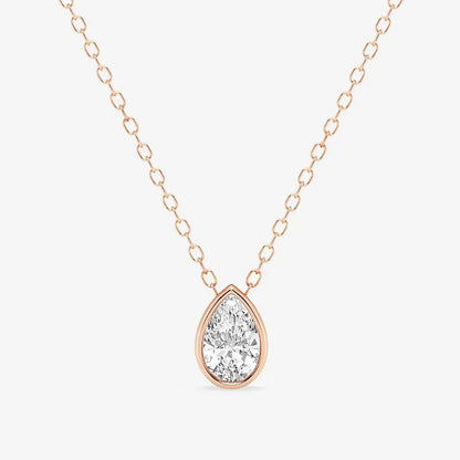 1-4ct Pear Cut Moissanite Necklaces for Women s925 Sterling Silver Chain Bezel Set Solitaire Gemstone Pendant Necklace