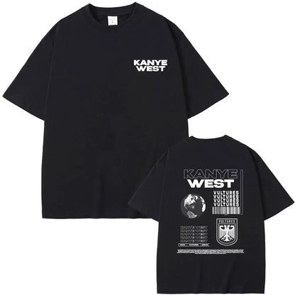 Rapper Kanye West Vultures New Music Album Graphic T Shirts Men Women Hip Hop Fashion Oversized T-shirts Male 100% Cotton Tshirt