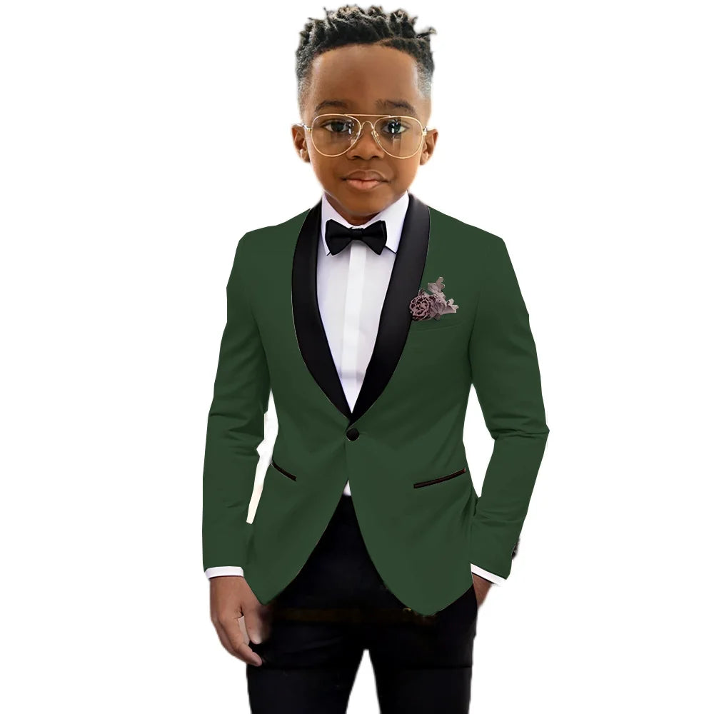2026 New Classic Shawl Lapel Boys Slim Fit Suits 2 Pieces Wedding Guest Outfit Formal One Button Children's Tuxedo Party Wear