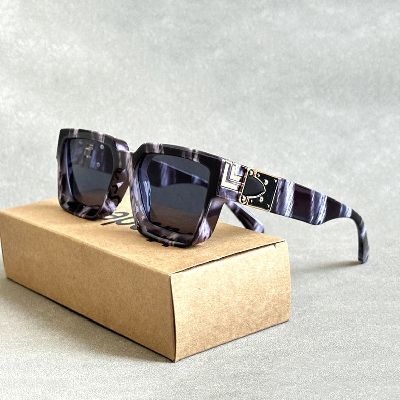 Retro Millionaire Sunglasses For Men 2024 Vintage Square Sunglasses Women Trendy Designer Fashion Glasses Gafas De Sol Hombre