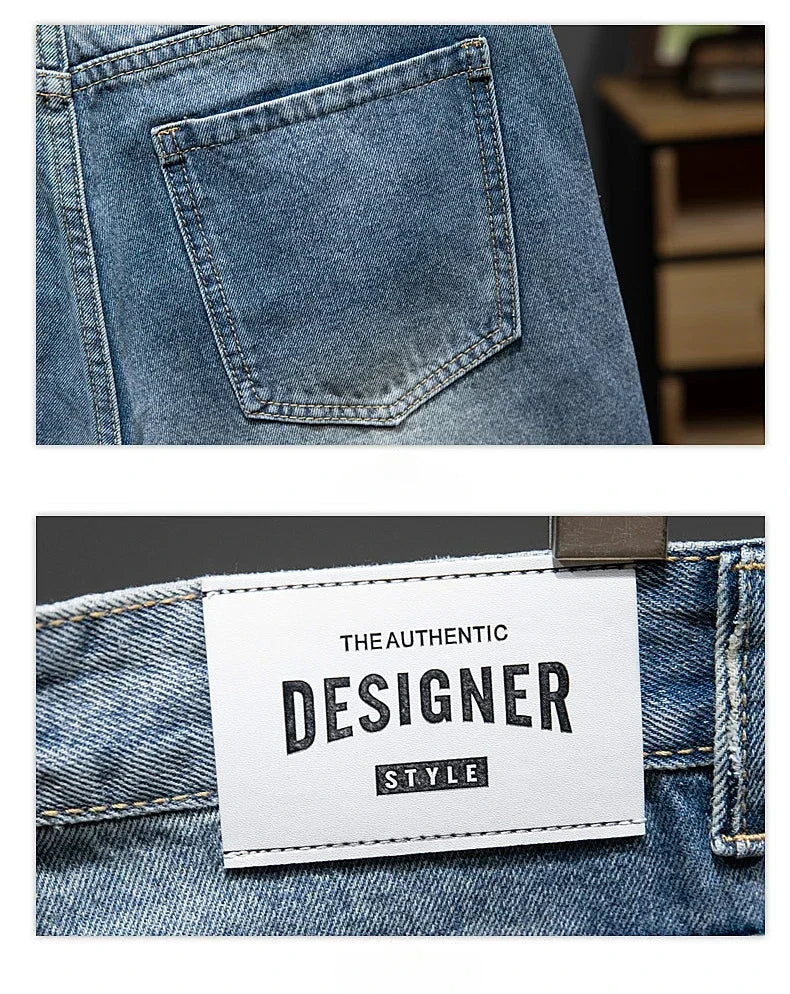Summer Thin Bermuda Jeans Men's High Street Straight Shorts Fashion Casual Blue Classic Style Male Clothes Short Pants