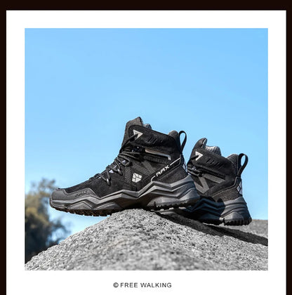 Men Hiking Shoes Mid-top Waterproof Outdoor Sneaker Men Leather Trekking Boots Trail Camping Climbing Hunting Sneakers Women