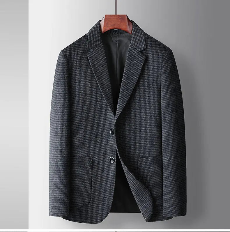 Autumn Winter New Fashion Men's Simple  Casual Business Trendy Loose Cotton Suit Blazers Male Houndstooth Coats Tops Clothes