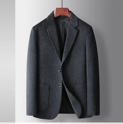 Autumn Winter New Fashion Men's Simple  Casual Business Trendy Loose Cotton Suit Blazers Male Houndstooth Coats Tops Clothes