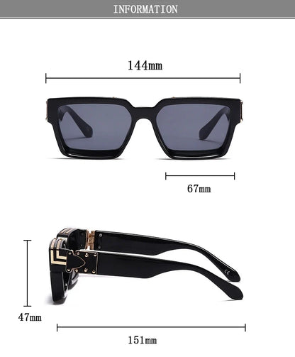 Retro Millionaire Sunglasses For Men 2024 Vintage Square Sunglasses Women Trendy Designer Fashion Glasses Gafas De Sol Hombre