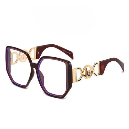 New Oversized Sunglasses Square Anti Blue Light Glasses Luxury Leopard Print Design Advanced All Match Unisex Glasses Eyeglasses