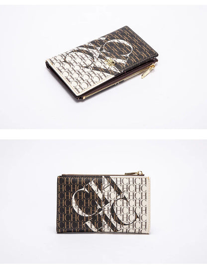 Women's Wallet CHCH Fashion Letter Cartoon Pattern Classic Retro Long Storage Wallet PVC Material Bag