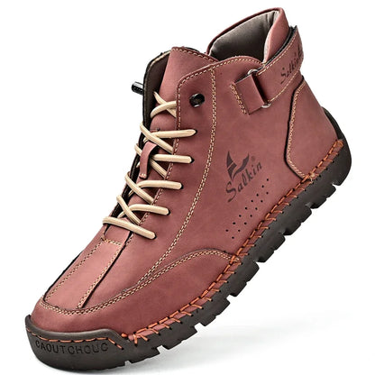 New 2024 Autumn Handmade Leather Men Boots Design Sneakers Man Breathable Casual Leather Shoes Men Ankle Boots Outdoor Boats