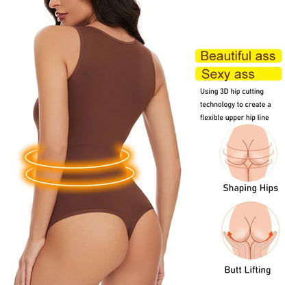 Bodysuits Sexy Sleeveless Crew Neck Shapewear Thong for womens Waist Trainer Tanks Tops Slim Tummy Control Body Shaper