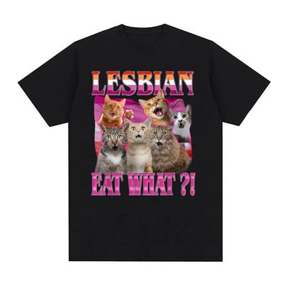 I Eat Cement Cursed Cat Funny Meme T Shirt for Men Women Fashion Casual Short Sleeve T Shirts Male Oversized Cotton T-shirt Tops