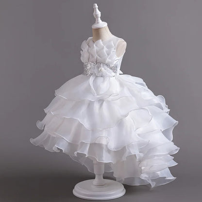 New Girls Elegant Princess Dress Embroidered Sequins Birthday Ball Evening Dress Party Fluffy Cake Dress 4-12 Years Old clothin