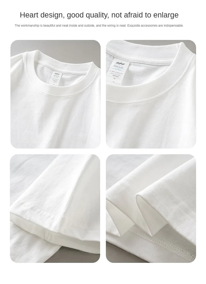 8.1Oz 230gsm Men's Pure Cotton T Shirts 2025 Summer New Oversizes Solid Color T-Shirts for Men and Women Customizable