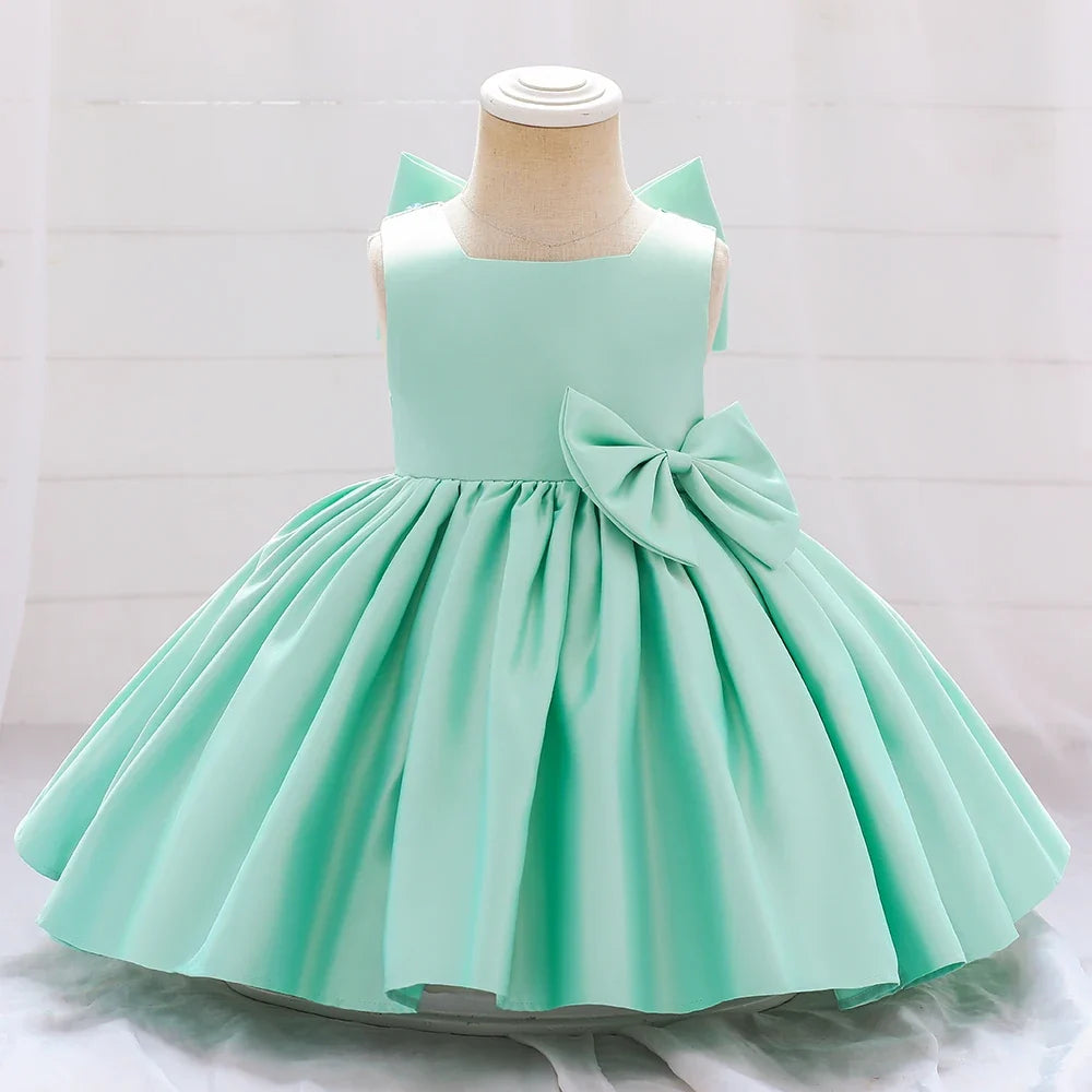 Big Bow Baby Girls Party Dress Toddler 1st Birthday Baptism Princess Kids Dresses for Girl White Wedding Prom Christmas Costumes