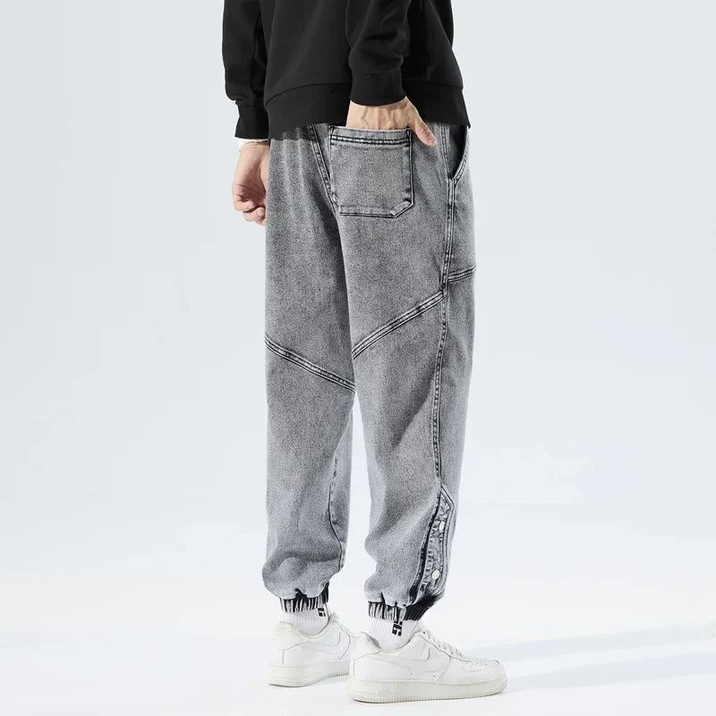 Korean Popular Clothes Jeans Casual Men Loose Fit Stretch Spandex Denim Jogger Pant Male Hip Hop Streetwear Trouser Big Size 8XL