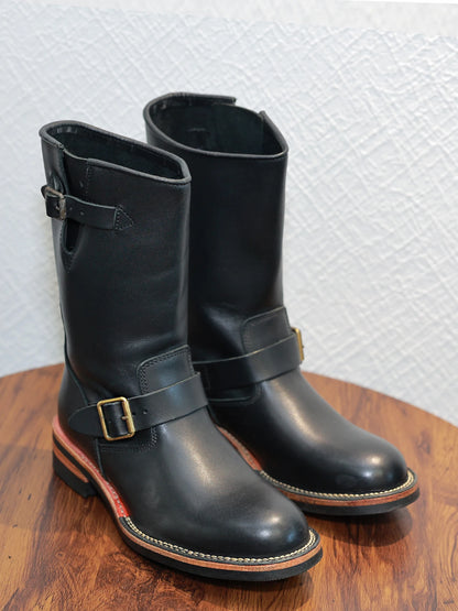 Retro American Motorcycle Boots Long Tube Genuine Leather Engineer Boots Men Knight Style Boots Outdoor Youth Fashion Boots