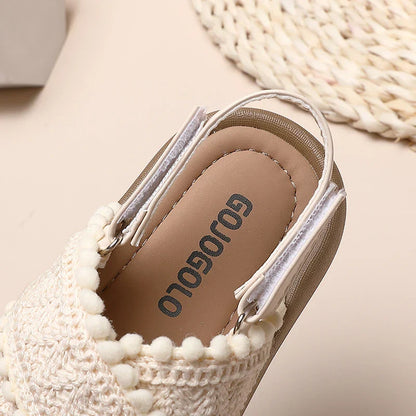 Girls Summer Beach Shoes Ethnic Style Kids Casual Sandals Soft Sole Fashion Children Retro Princess Shoes 2026 Summer New 21-37