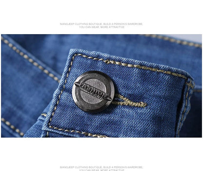 Summer New Elastic Men's Jeans Fashion Comfortable Business Straight Stretch Cotton Casual Denim Pants Brand Male Thin Trousers