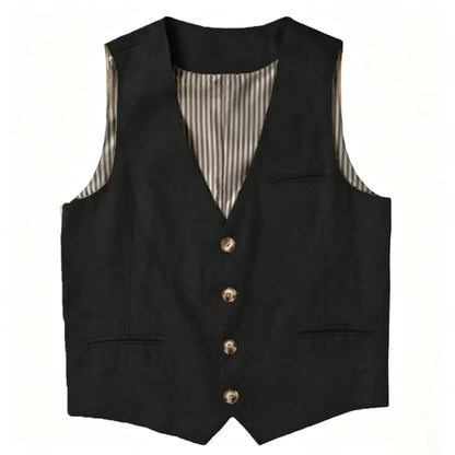Beige Linen Men's Vest V Neck Summer Waistcoat Single Breasted Light Weigt Men's Suits Vest