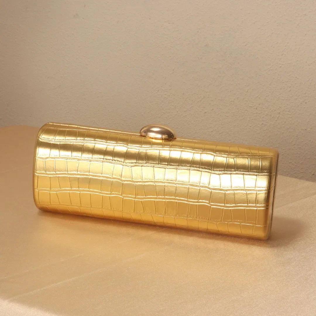 Chic Pu Leather Box Bag Female Glossy Golden Elegant Clutch Ladies Wedding/birthday Party Evening Purse Hard Purse and Handbag