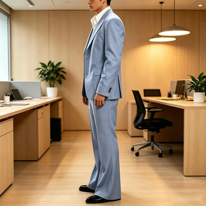 Vintage Men's 3 Piece Suit Set Peak Lapel Slim Fit 2 Button Double Breasted Blazer Vest Flared Pants for Formal Business Wedding