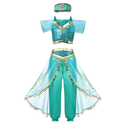 Kids Princess Cosplay Costume Girl Snow Queen Dress Halloween Carnival Clothes Cute Cosplay Evening Party Clothing for 2-10 Year