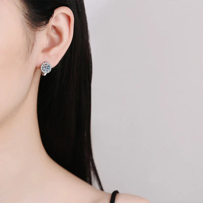 0.5ct 1ct Sparkling Moissanite Earrings S925 Silver with White Yellow Gold Plated Wedding Party Hoop Earring For Women