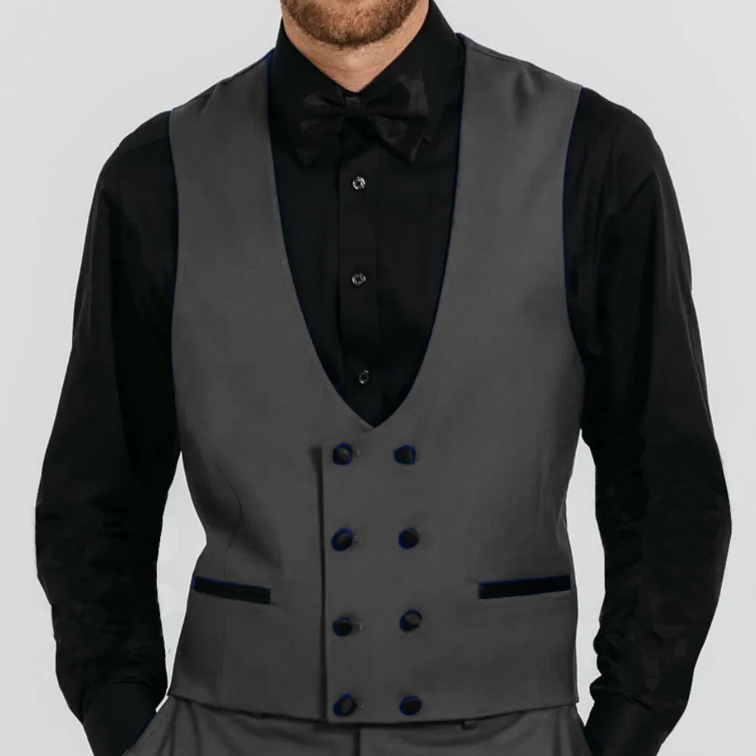 Men Vest Royal Blue Double Button Solid Waistcoat For Wedding Birthday Banquet Party Business Work Daily Casual Men Suit Vest