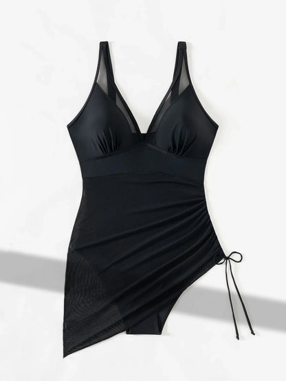 2025 Solid Mesh Patchwork Swimwear Women Sexy Push Up One Piece Swimsuit Monokini Lady Brazilian Beach Bathing Suit