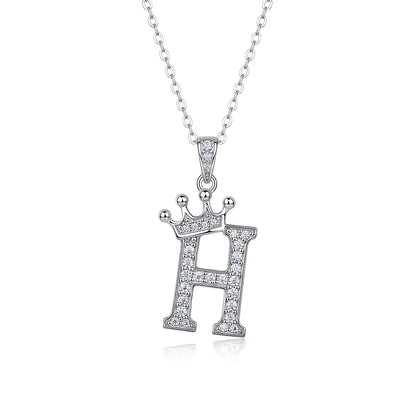 925 Silver Initial Necklace Sparkling Full Moissanite Diamond Pendant Charm Necklaces for Women Letter Name Choker Jewelry Gift