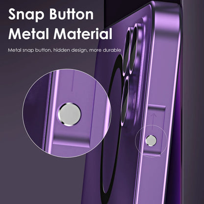 Aluminum Metal Frame Magnetic Case For iPhone 13 12 14 15 16 17 Pro Max For Magsafe Wireless Charging Lens Film PC Back Panel
