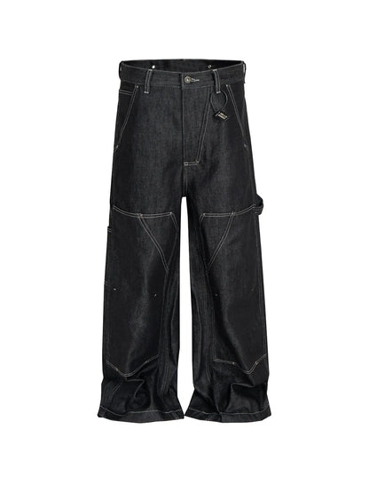 Black Original Cow Jeans Wood Trousers Bright Line Design Comfortable Fit Workwear Casual Pants ZJ118