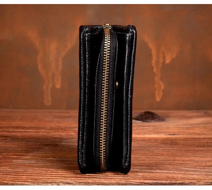 Original vegetable tanned cowhide short wallet, retro top layer cowhide wallet, handmade genuine leather multifunctional wallet