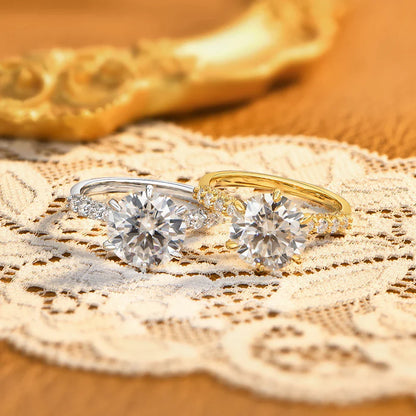 Bagues classiques ATTAGEMS 4 carats en moissanite ronde brillante avec pavé, anneau de fiançailles ou de mariage en argent 925 pour femme, un choix de cadeau de bijoux.