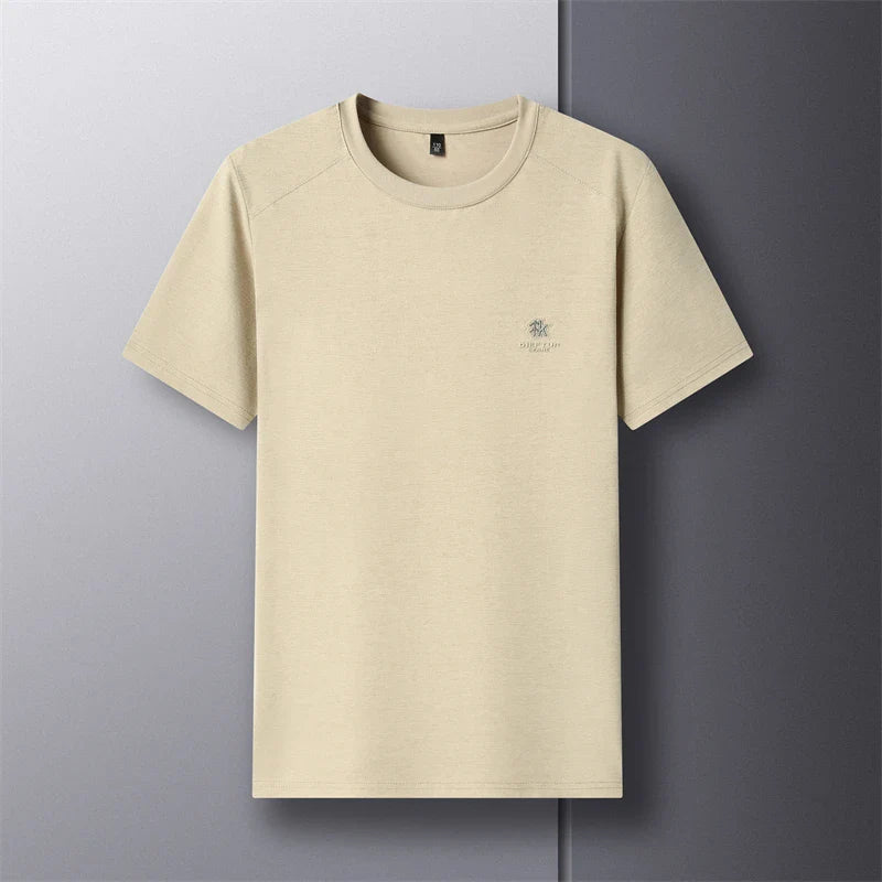 2026 New Men's Korean Style Fashion Badge Short Sleeved Sleeve Round Neck T-shirt Casual and Comfortable Summer Versatile Top