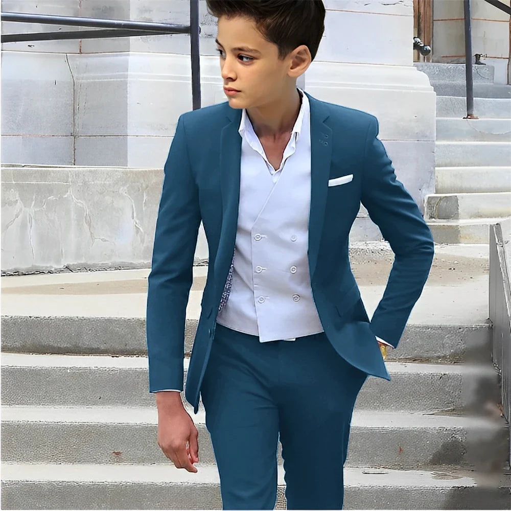 Formal Boys Slim Fit Suits 2 Pieces Birthday Party Tuxedo,Smart Handsome Kids Suit Set Wedding Guest Outfit Plus Size 2-20T